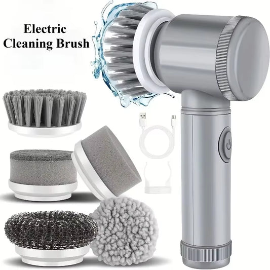 New Cordless Spin Scrubber Electric Rechargeable 5 in 1 Brush Heads for Bathroom Kitchen Tile Grout Shower Car Deep Clean