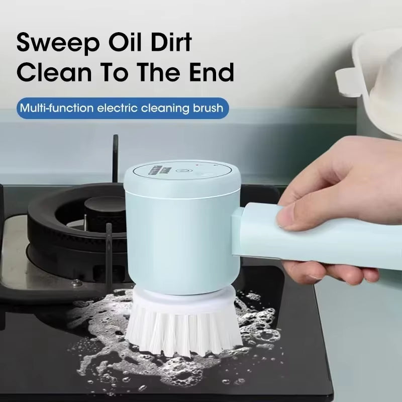 New Cordless Spin Scrubber Electric Rechargeable 5 in 1 Brush Heads for Bathroom Kitchen Tile Grout Shower Car Deep Clean