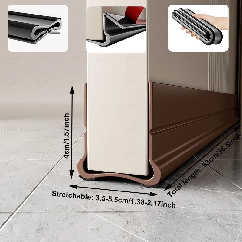 Flexible Door Bottom Sealing Strip Door Gap Soundproofing Wind and Dust Proof Weather Strip under Door Draft Stopper Tape