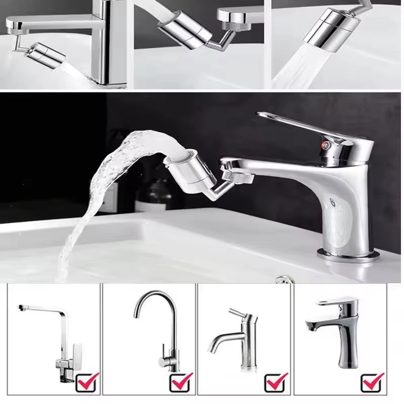 Universal 720 Degree Swivel Tap Aerator Splash-Proof Water Saving ABS Plastic Faucet Spray Head Extender for Wash Basin